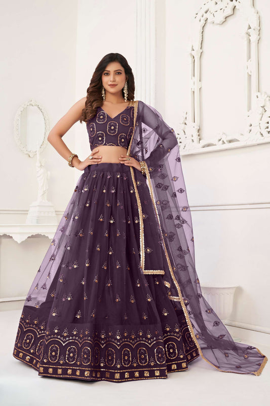 Deep Purple (Wine) Embroidered Lehenga Choli