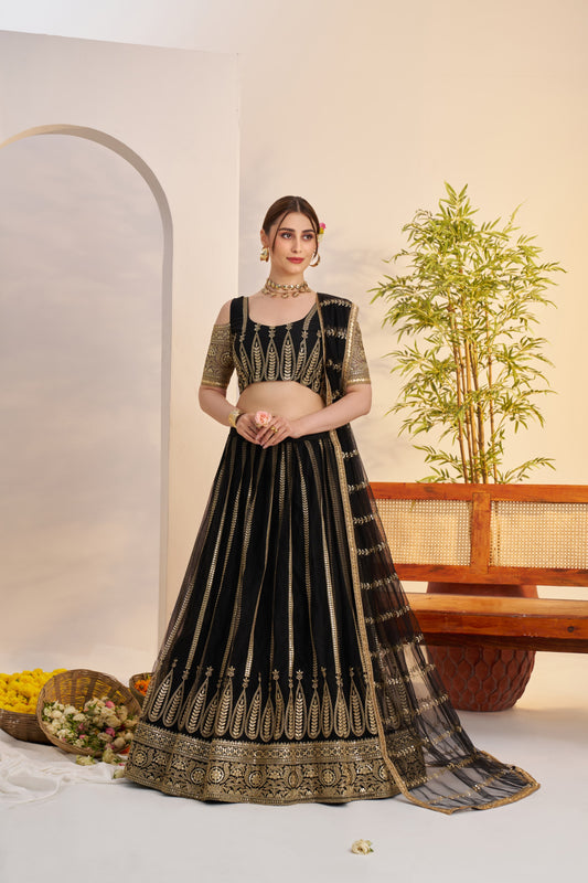 Black Sequin & Zari Party Wear Lehenga Choli