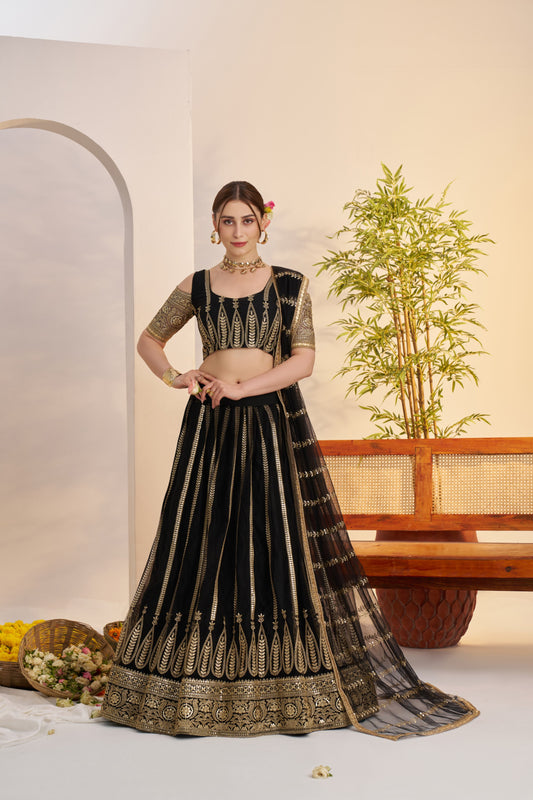 Black Sequin & Zari Party Wear Lehenga Choli