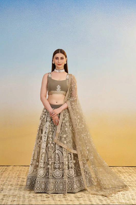 Ivory Embroidered Lehenga Choli