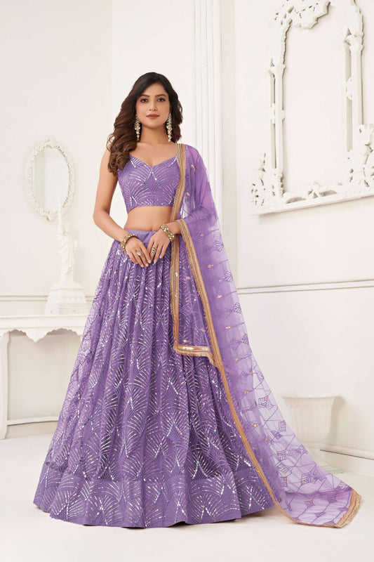 Lavender Sequins Embroidered Lehenga Choli