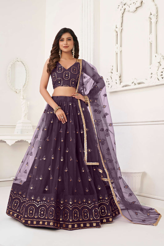 Deep Purple (Wine) Embroidered Lehenga Choli