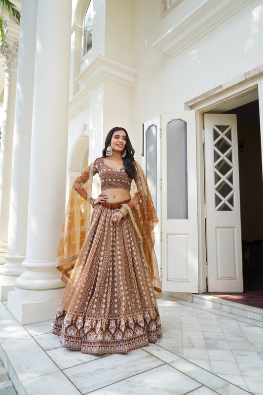 Green Embroidered Lehenga Choli